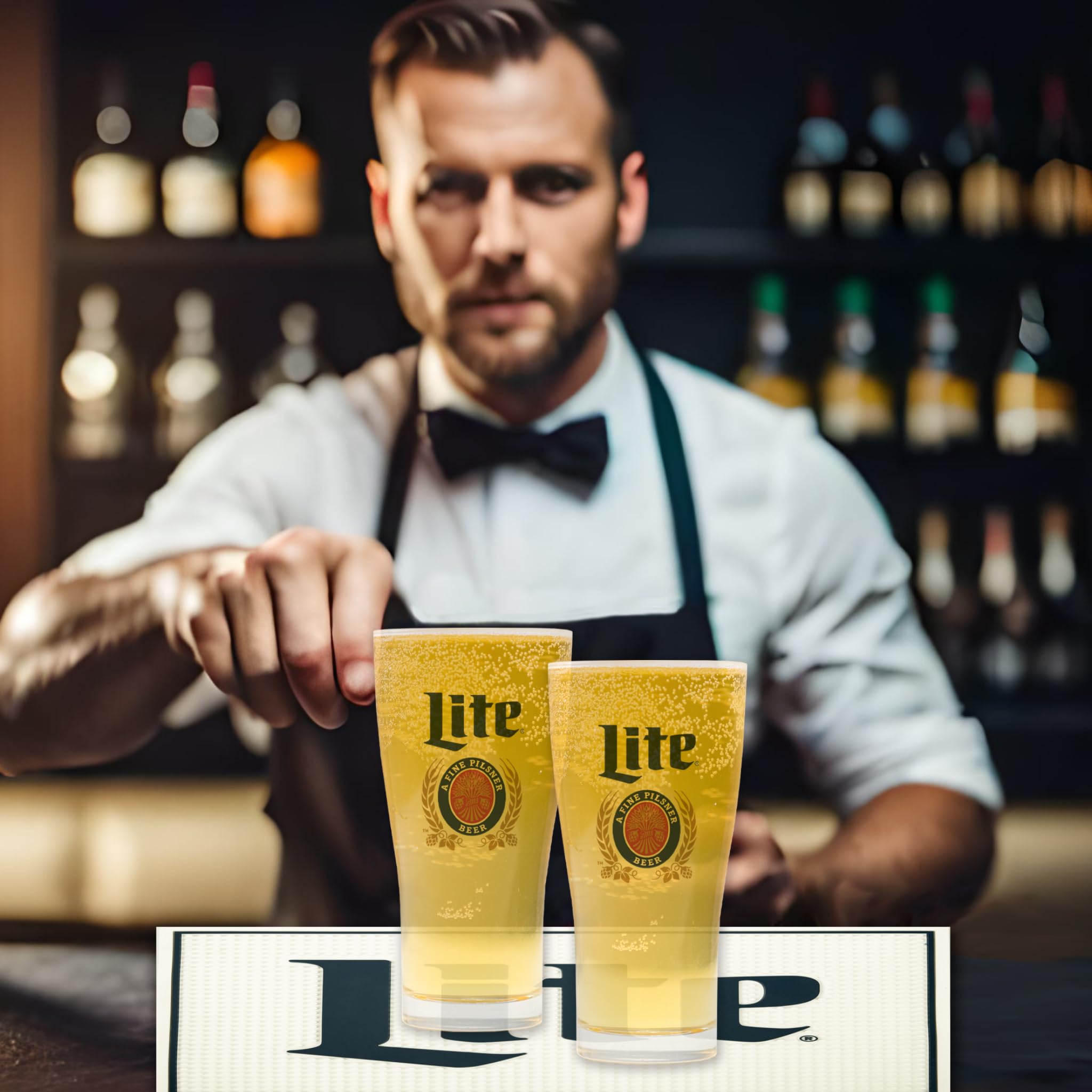 Miller Lite Bar Mats for Countertop - 18x12 inches, Non-Slip