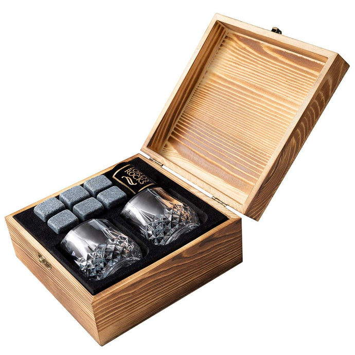 The Connoisseur - 6 Whiskey Stones + Two 2.7 oz Glasses