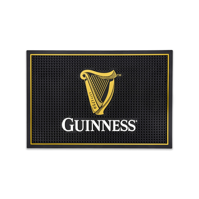 Guinness Bar and Spill Mat for Countertops | Irish Rubber Bar Mat for Drips with Guinness Harp Logo | Professional Bar Service Mat with Guinness Beer, 18 x 12” Compatible