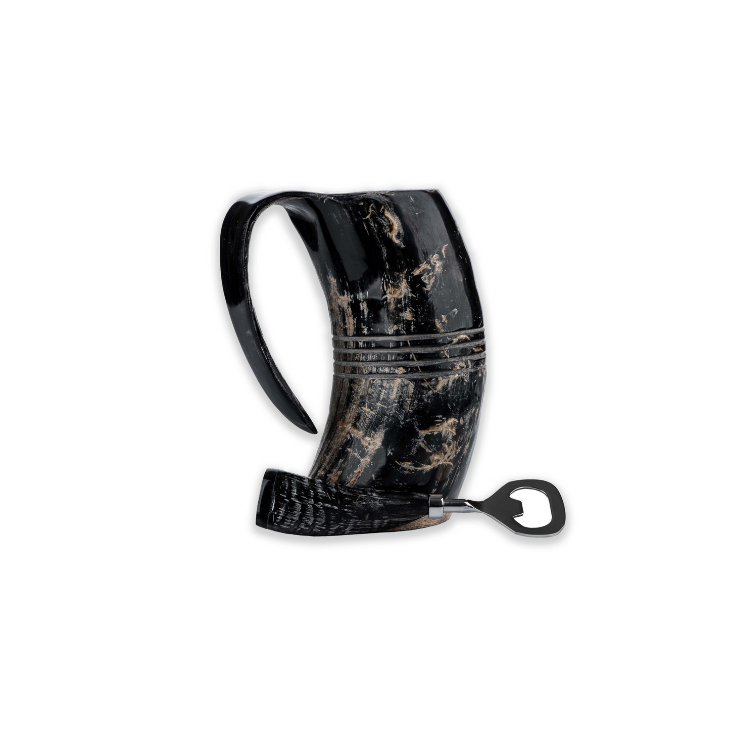 Viking Drinking Horn Mug by Lord’s Rocks | 20-Ounce Beer Stein with Medieval Burlap Jute Bag and Bottle Opener | Authentic Handmade Oxhorn Tankard for Mead and Wine Gifts
