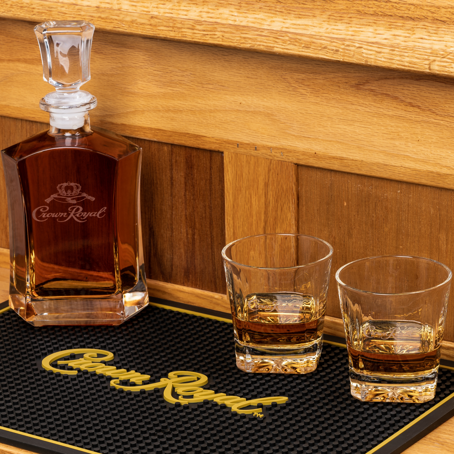 Crown Royal Whiskey Decanter Set with 2 Drinking Glasses | Whiskey Decanter Set for Men and Women | Compatible