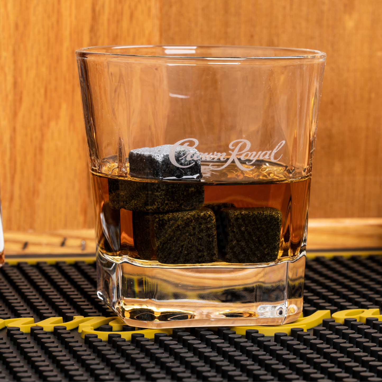 Crown Royal Whiskey Glass and Stone Set by Lord’s Rocks | 2 Scotch Whiskey Glasses and 4 Unique Chilling Granite Rocks | Whiskey Stone Gift Set for Men Compatible