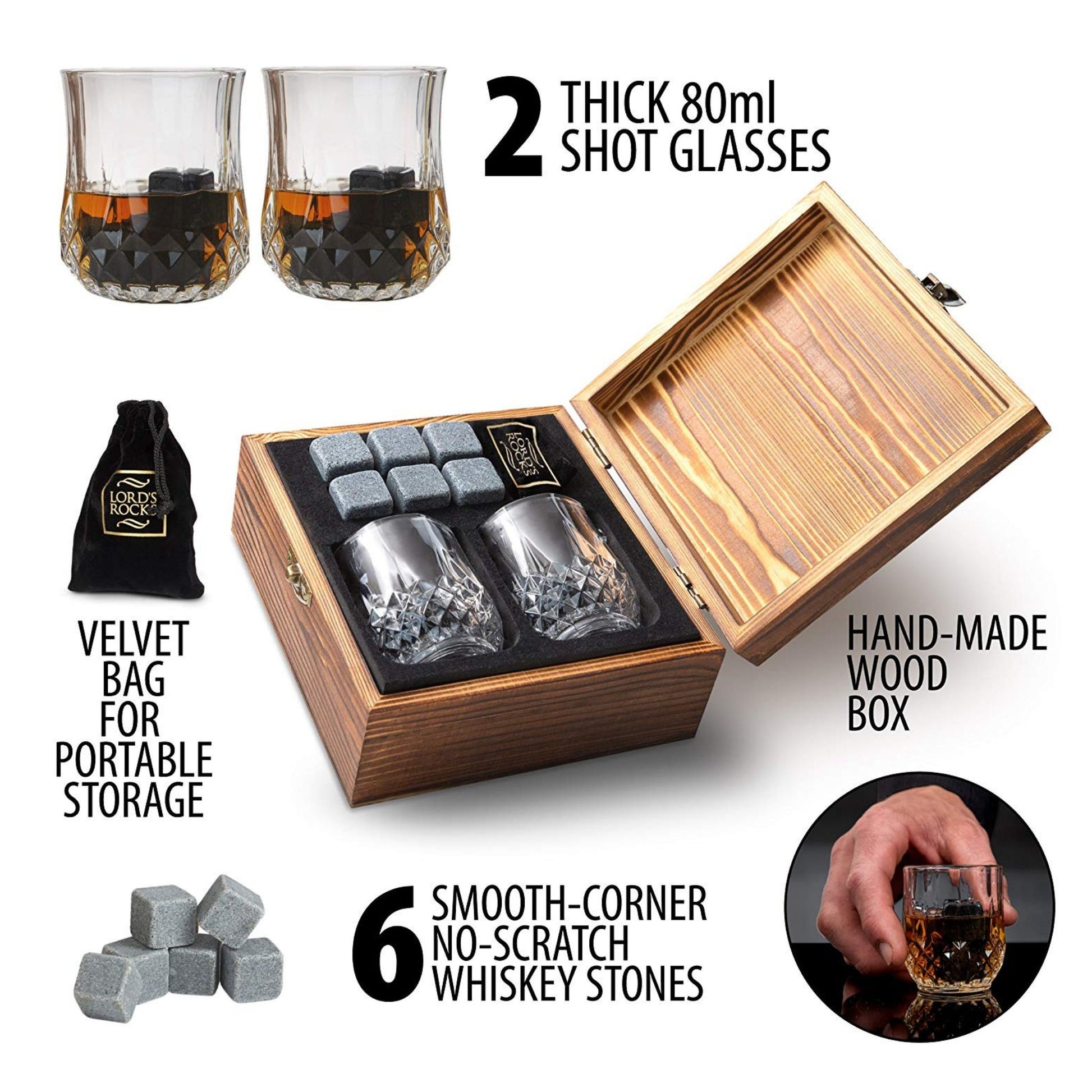  Viski Glacier Rocks, Whiskey Stones Set, Bourbon Rocks,  Cocktails and Liquor Stones, Chilling Stones for Drinks, Whiskey  Accessories, 6-Piece: Home & Kitchen